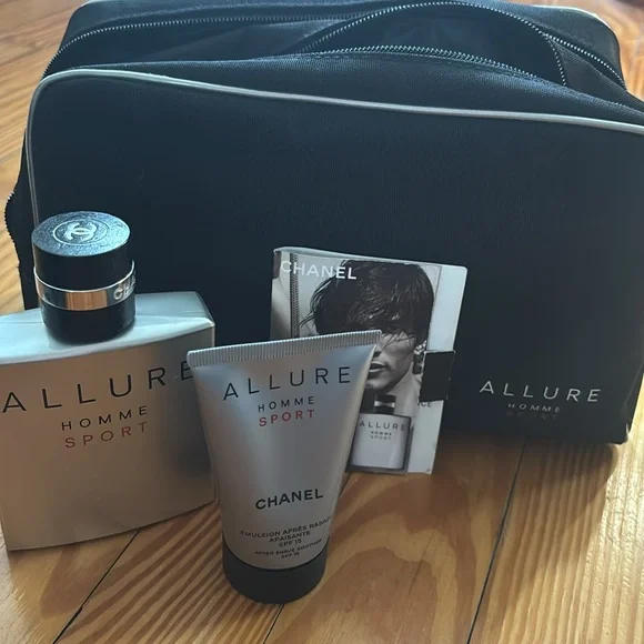 Chanel Allure Homme Sport Black Toiletry Bag Bundle - Picture 1 of 8
